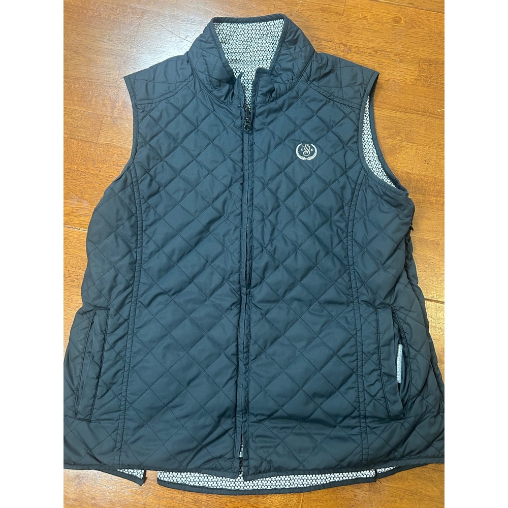 Peter Millar Quilted Vest Womens Medium Black Full Zip Warmth Sleeveless Jacket